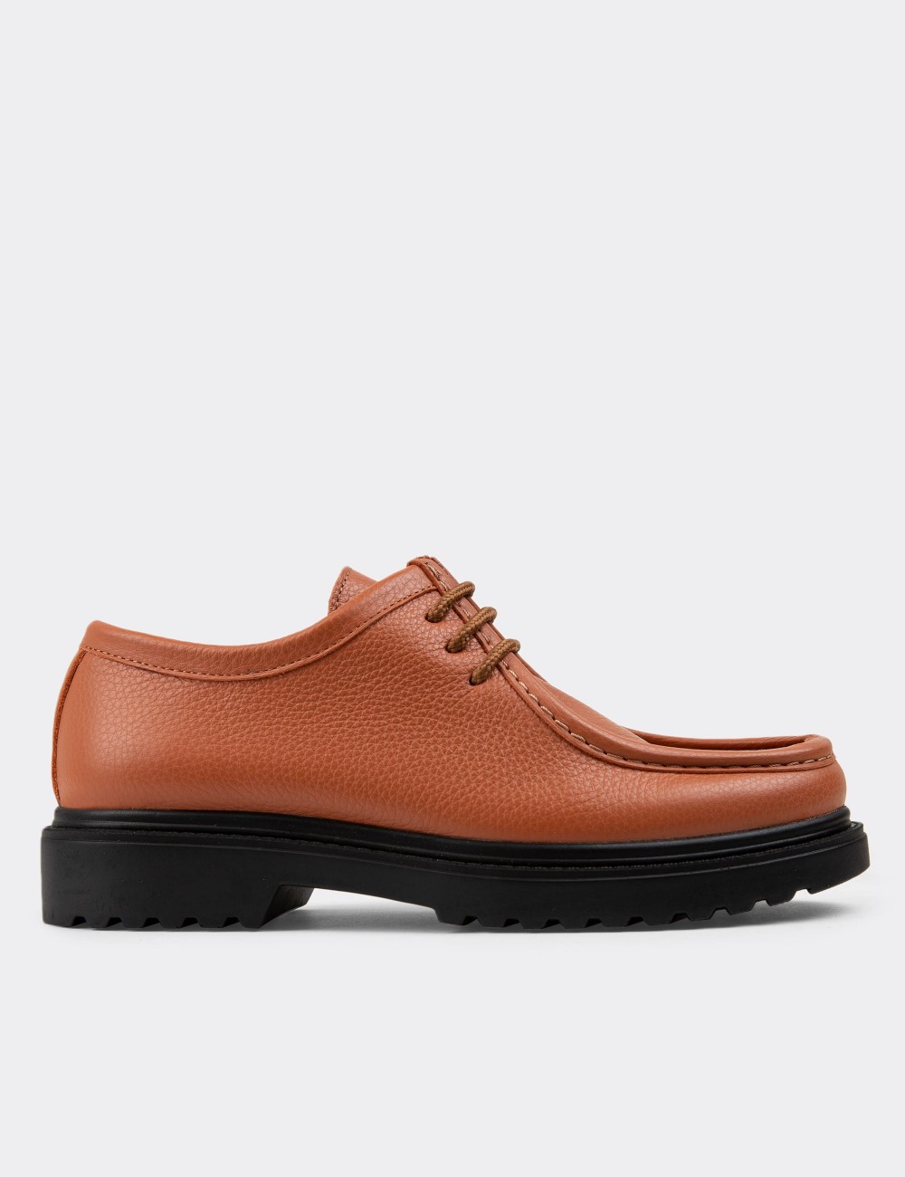 Orange Leather Lace-up Shoes - 01935ZTRCC01