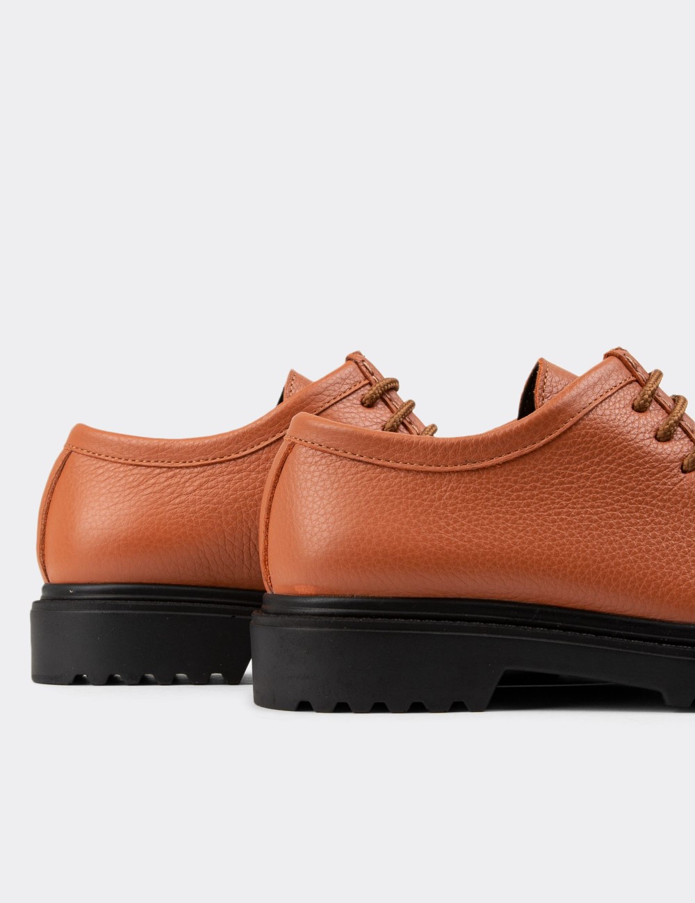 Orange Leather Lace-up Shoes - 01935ZTRCC01