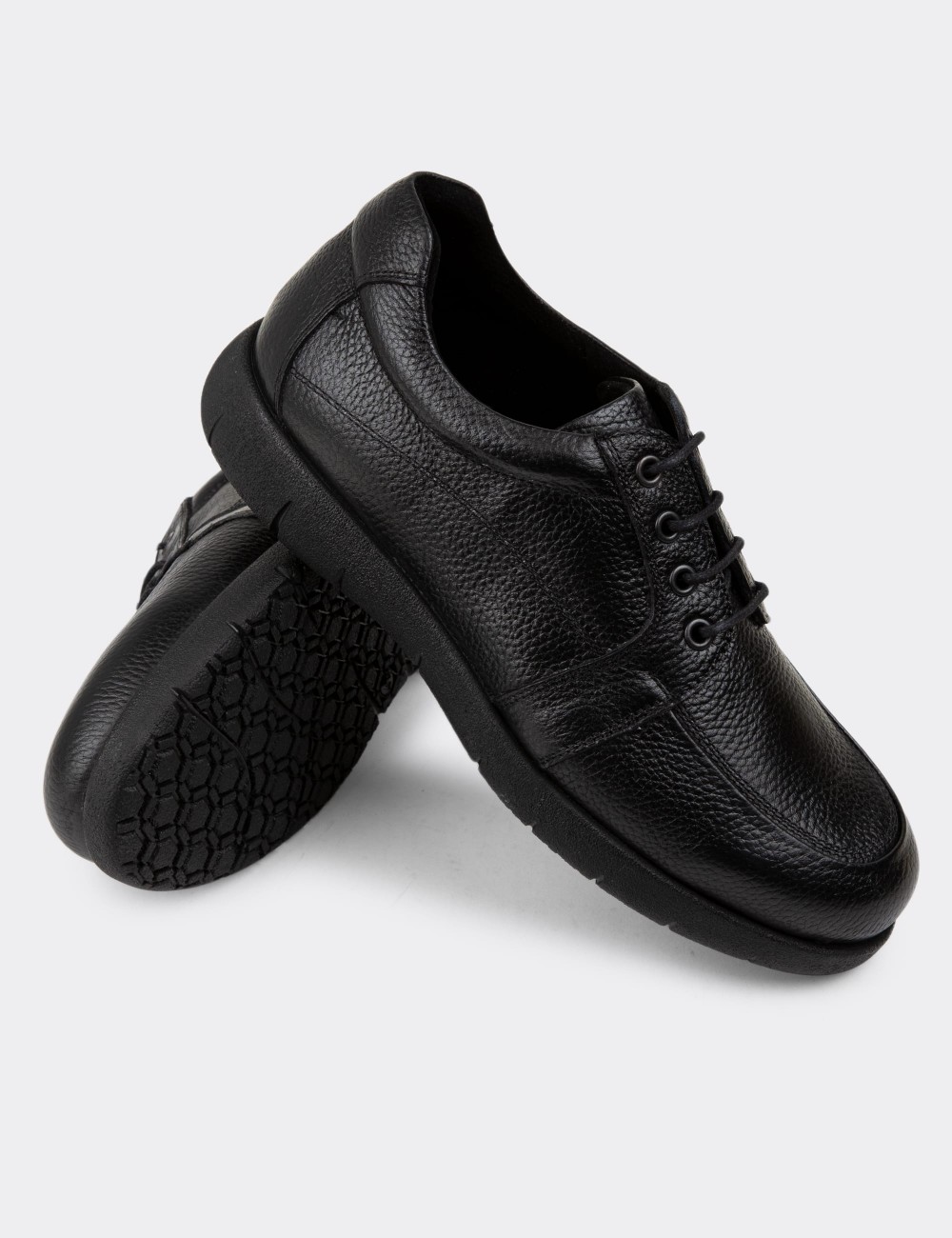 Black Leather Lace-up Shoes - 01940MSYHC01