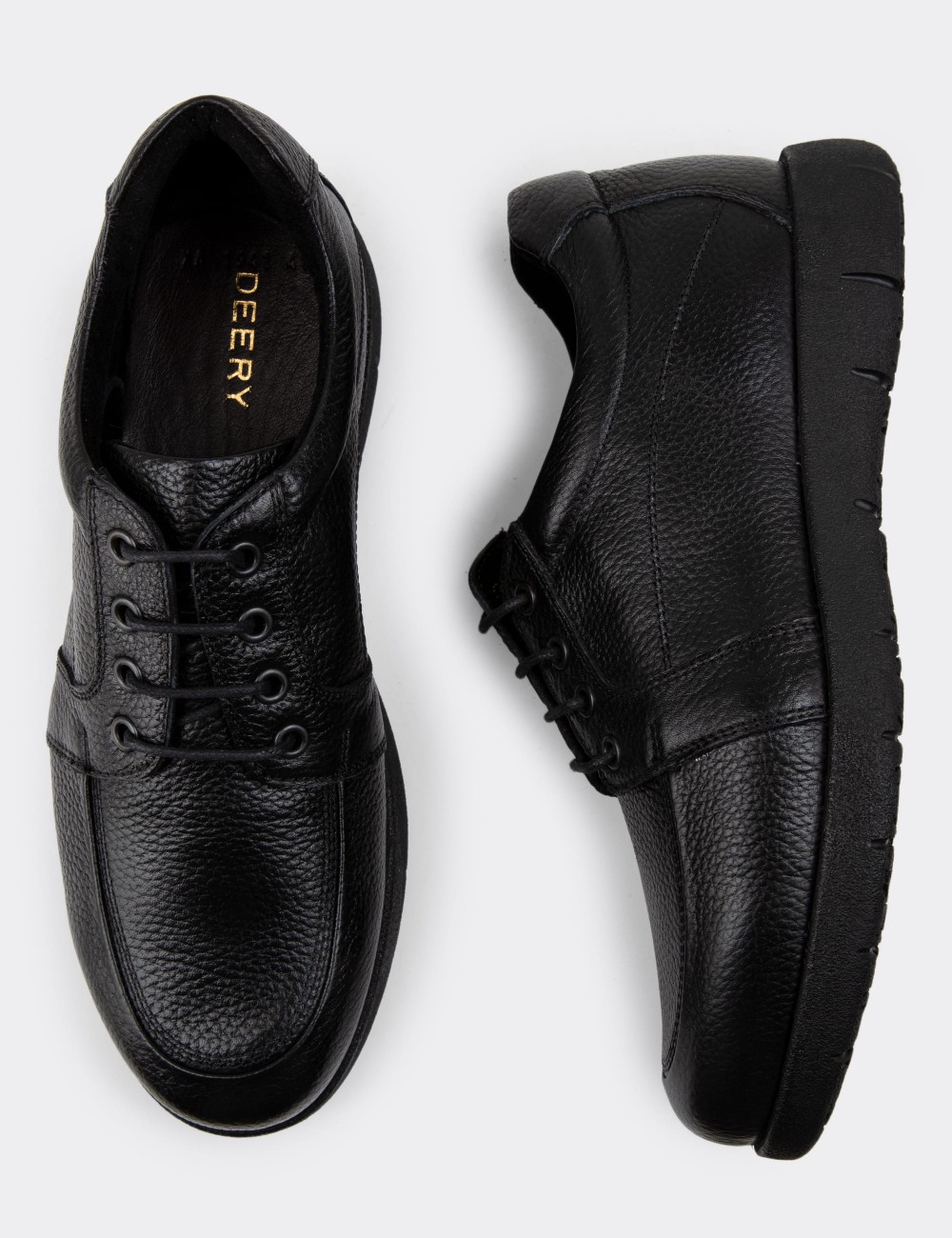 Black Leather Lace-up Shoes - 01940MSYHC01