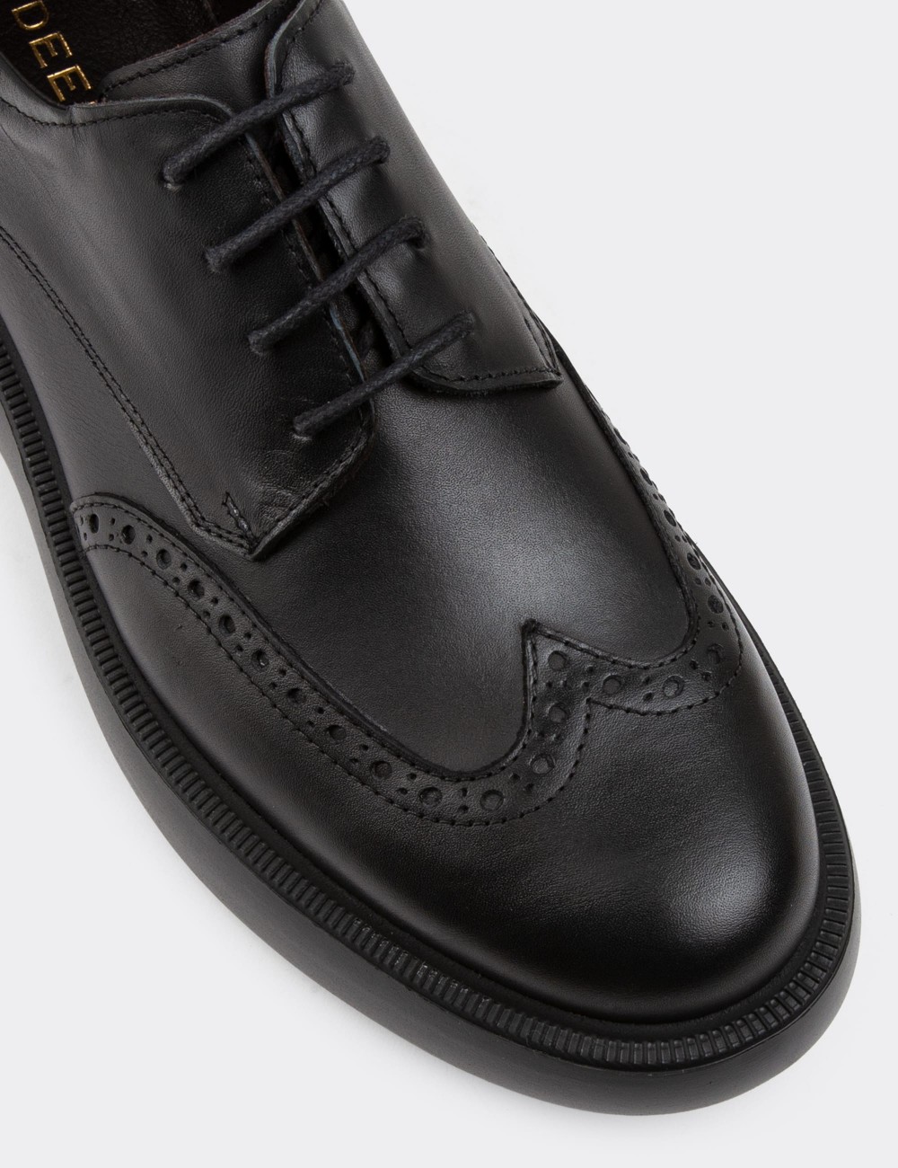 Black Leather Oxford Shoes - 01942MSYHE01