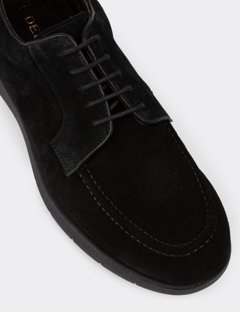Black Suede Leather Lace-up Shoes - 01930MSYHC01