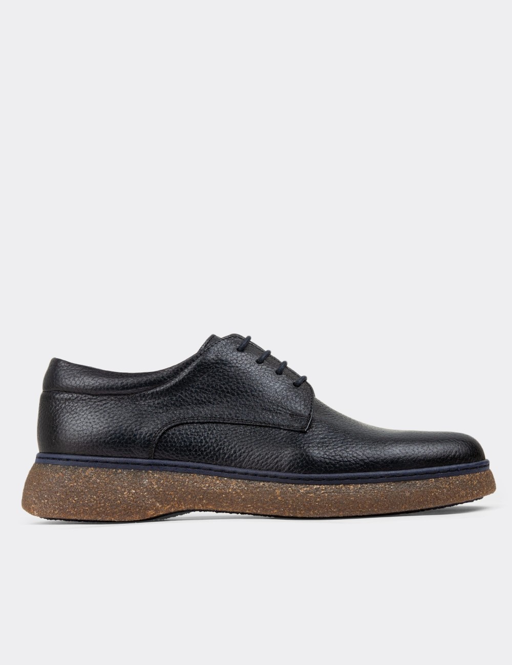 Navy Leather Lace-up Shoes - 01934MLCVC01