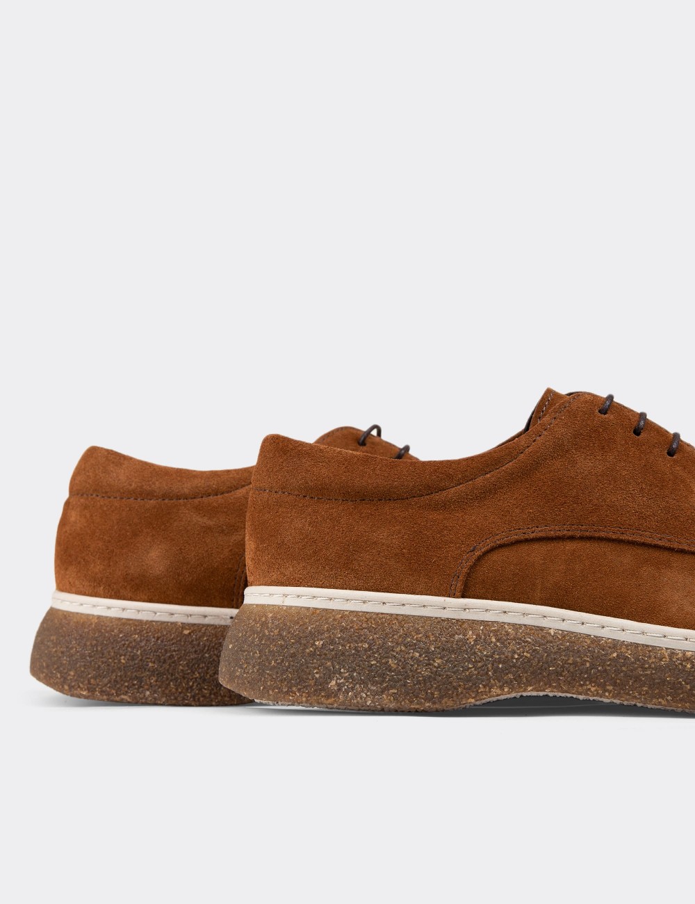 Tan Suede Leather Lace-up Shoes - 01934MTBAC01