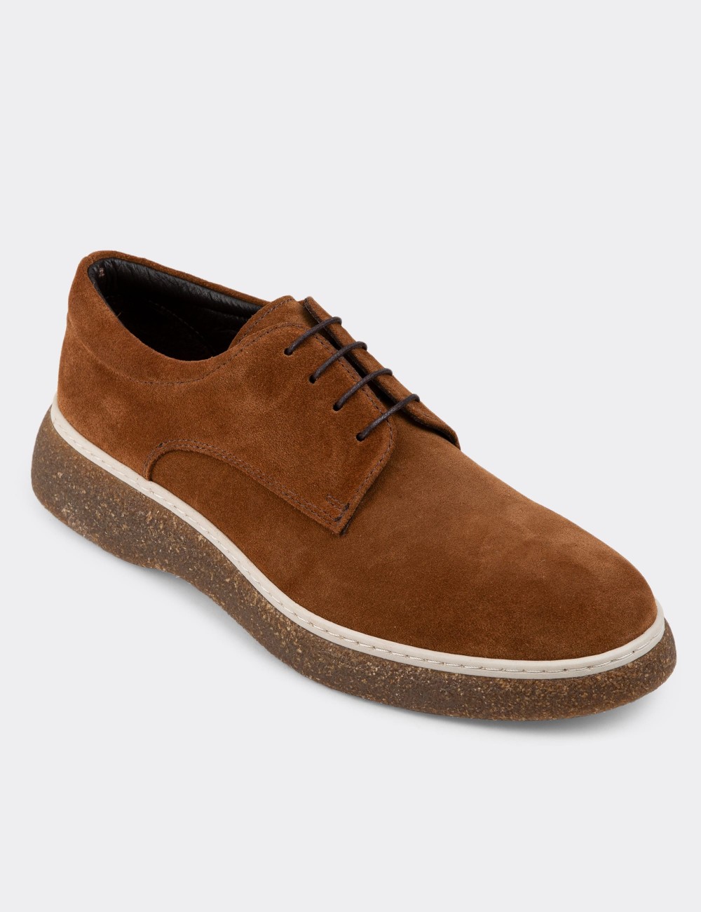 Tan Suede Leather Lace-up Shoes - 01934MTBAC01