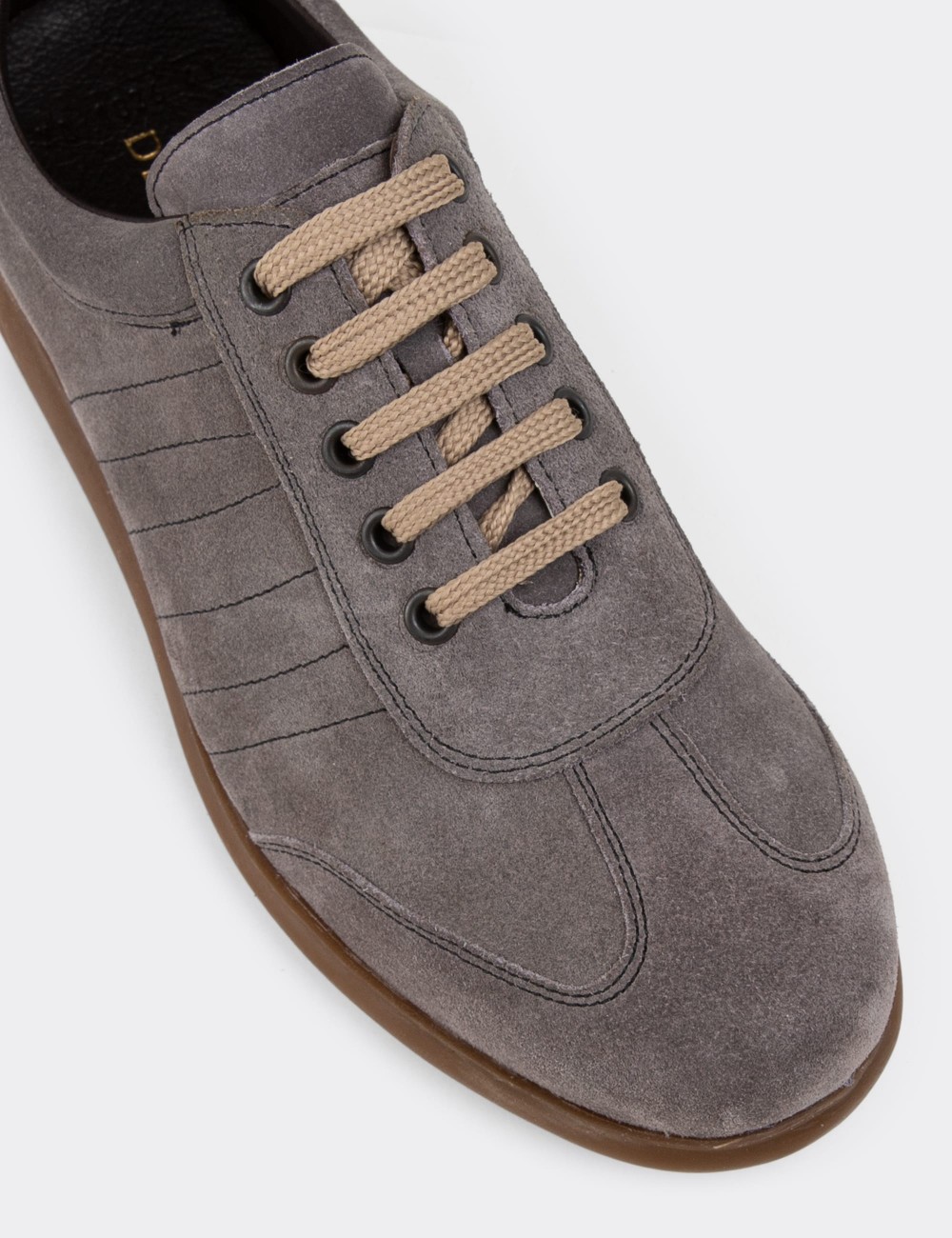 Gray Suede Leather Lace-up Shoes - 01826MGRIC07