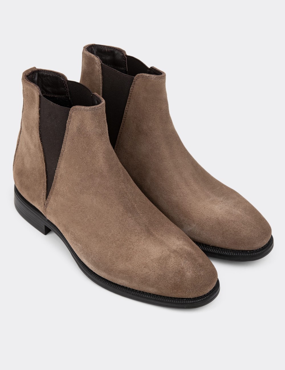 Sandstone Suede Leather Chelsea Boots - 01689MVZNC01