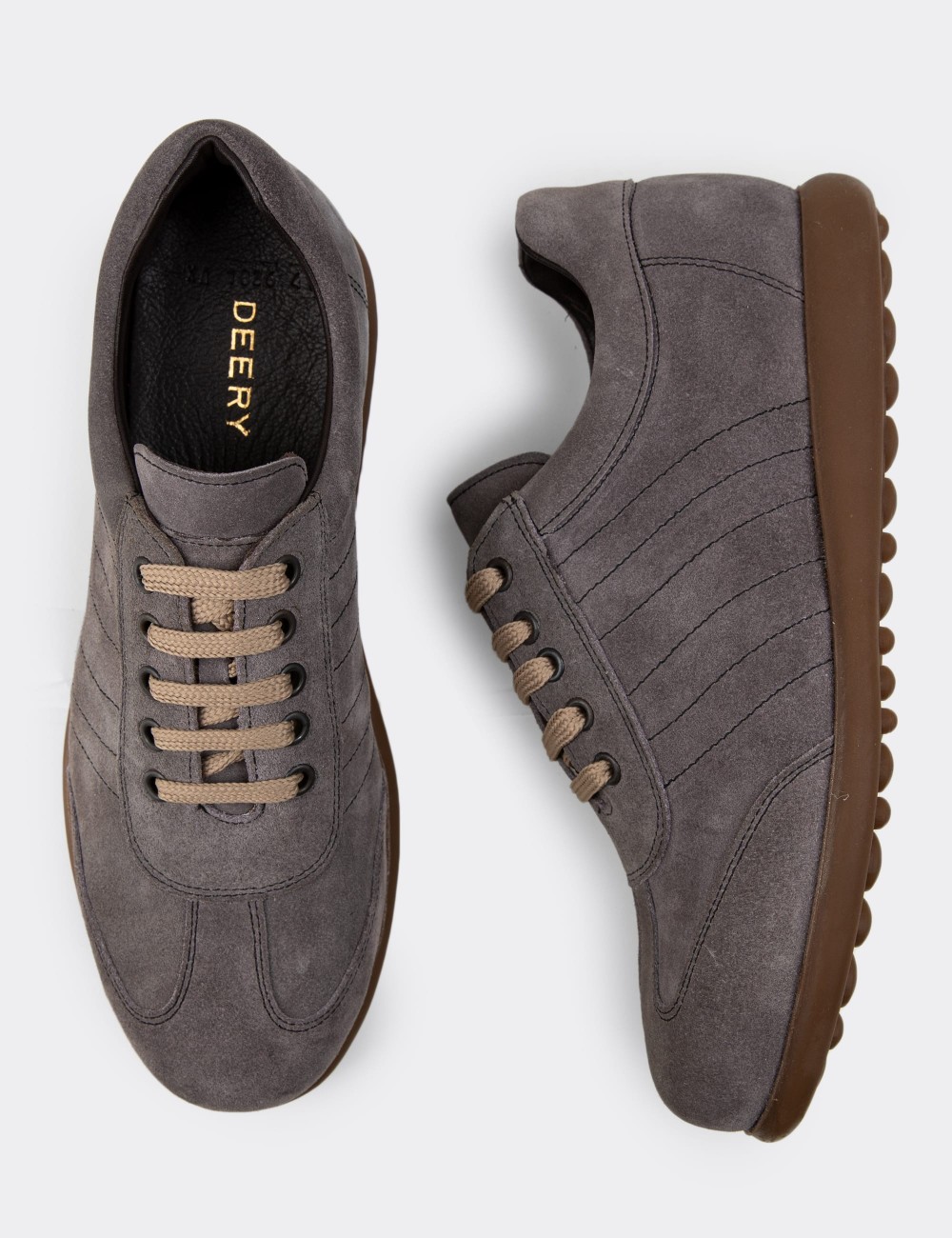 Gray Suede Leather Lace-up Shoes - 01826MGRIC07
