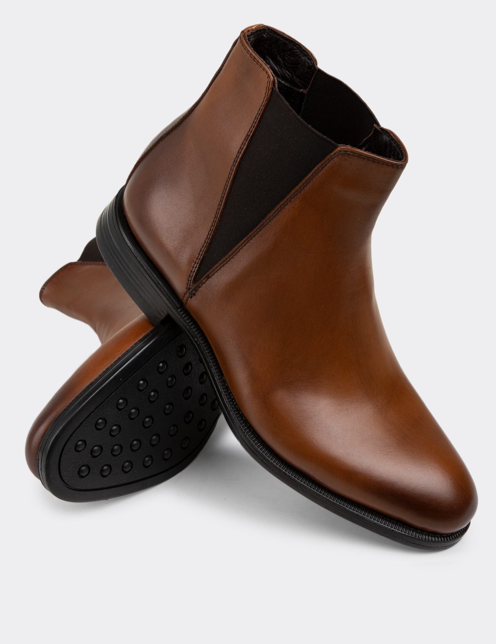 Tan Leather Chelsea Boots - 01689MTBAC02