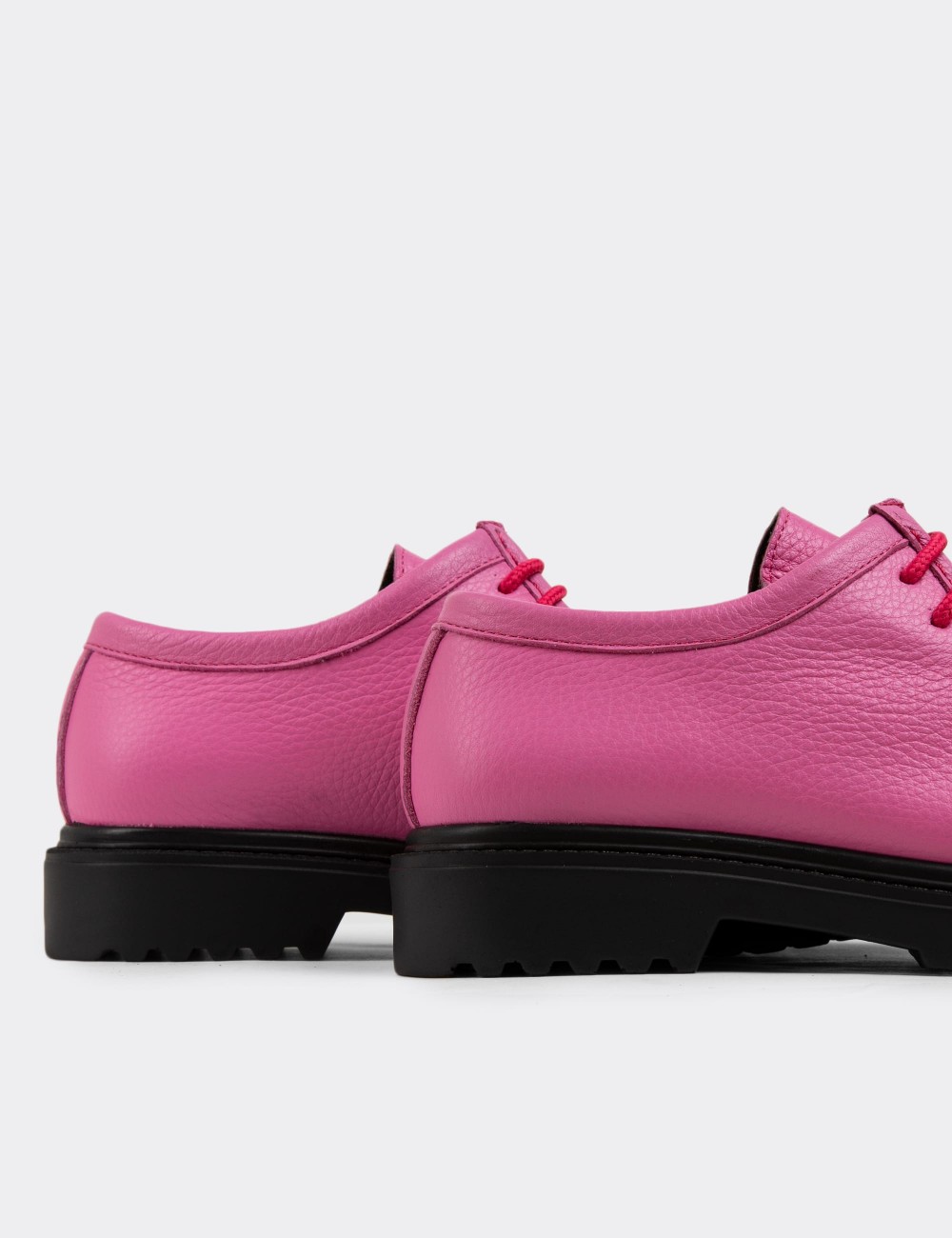 Pink Leather Lace-up Shoes - 01935ZPMBC01