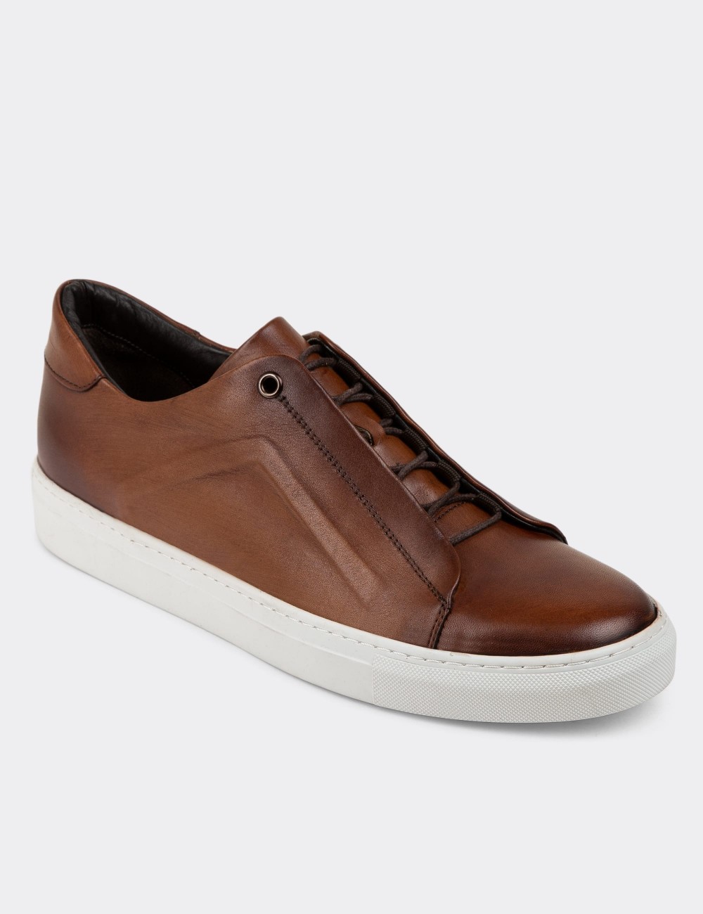 Tan Leather Sneakers - 01831MTBAC01