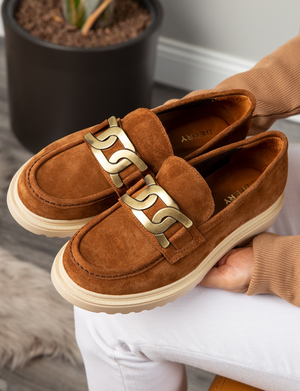 Tan Suede Leather Loafers - 01902ZTBAP01
