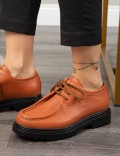 Orange Leather Lace-up Shoes