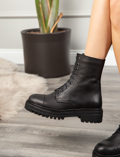 Black  Leather Postal Boots