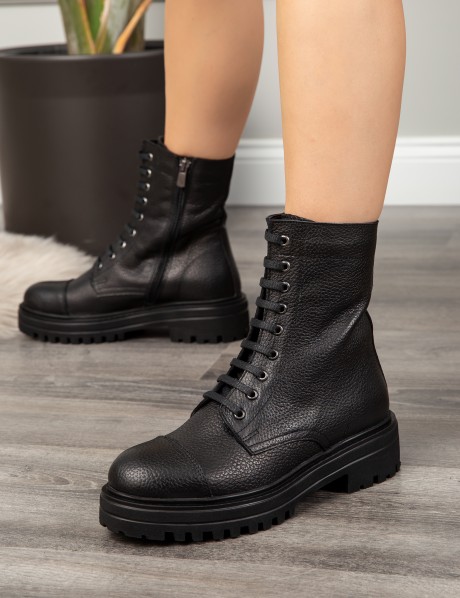 Black  Leather Postal Boots