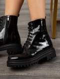 Black Patent Leather Postal Boots