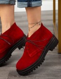 Red Suede Leather Desert Boots