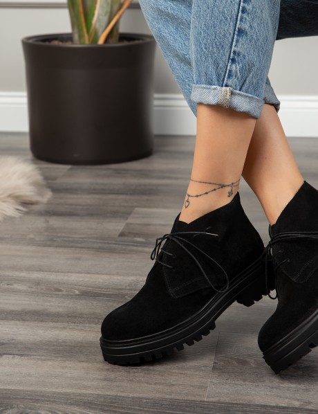 Black Suede Leather Desert Boots