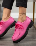 Pink Leather Lace-up Shoes