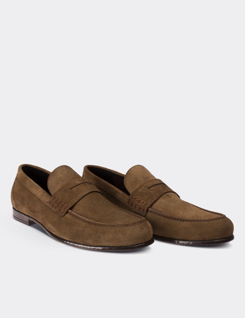 Tan Suede Leather Loafers - 01538MTBAC01