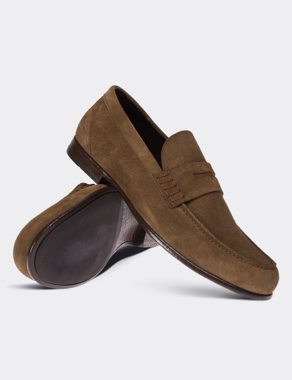 Tan Suede Leather Loafers - 01538MTBAC01