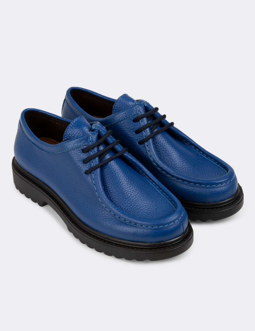 Blue Leather Lace-up Shoes - 01935ZMVIC01