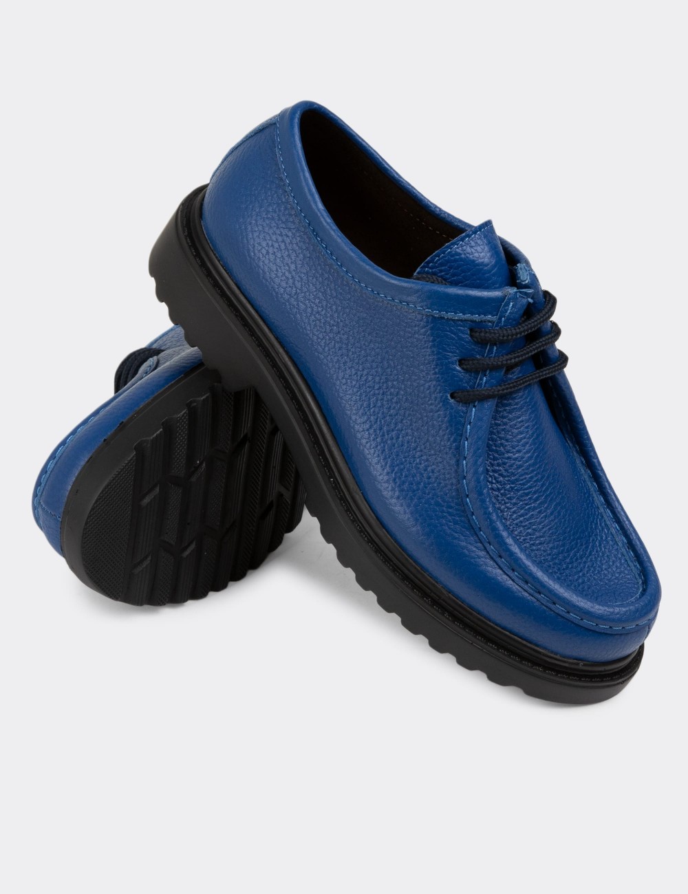Blue Leather Lace-up Shoes - 01935ZMVIC01