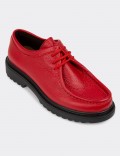 Red Leather Lace-up Shoes
