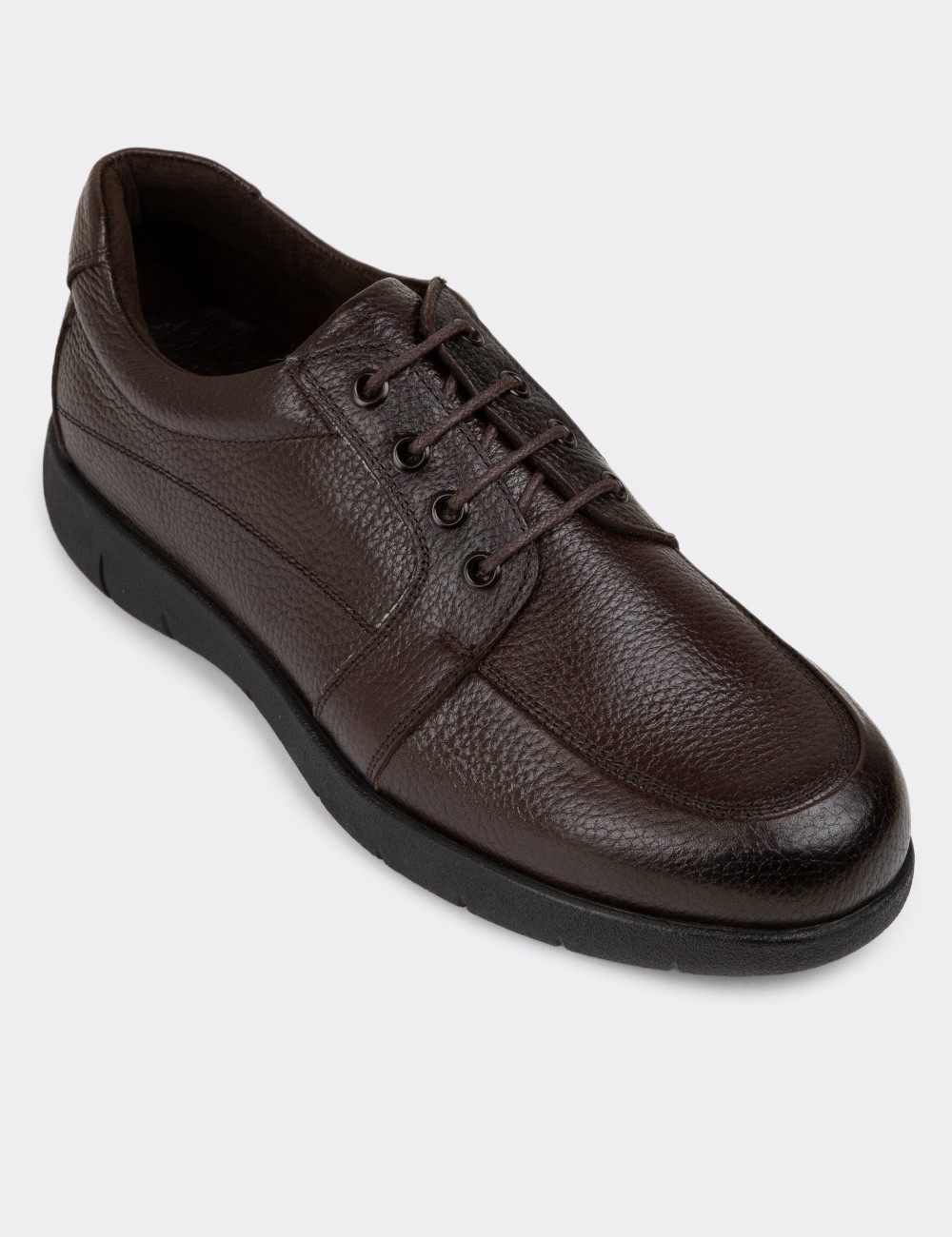 Brown Leather Lace-up Shoes - 01940MKHVC01