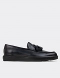 Navy Leather Loafers Shoes