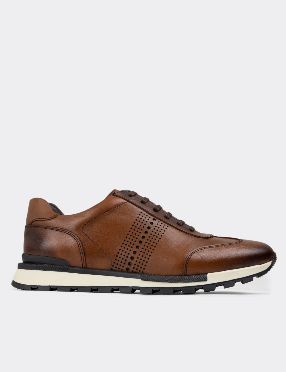 Tan Leather Sneakers - 01738MTBAT02
