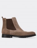 Sandstone Suede Leather Chelsea Boots