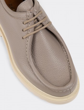 Sandstone Leather Lace-up Shoes - 01935ZVZNC01