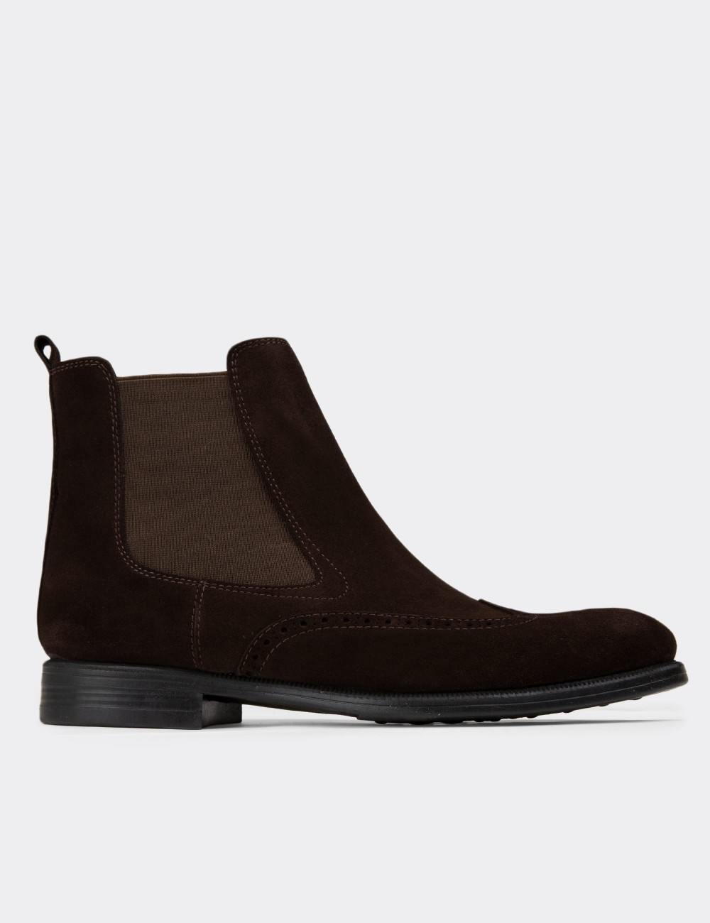 Brown Suede Leather Chelsea Boots - 01920MKHVC02