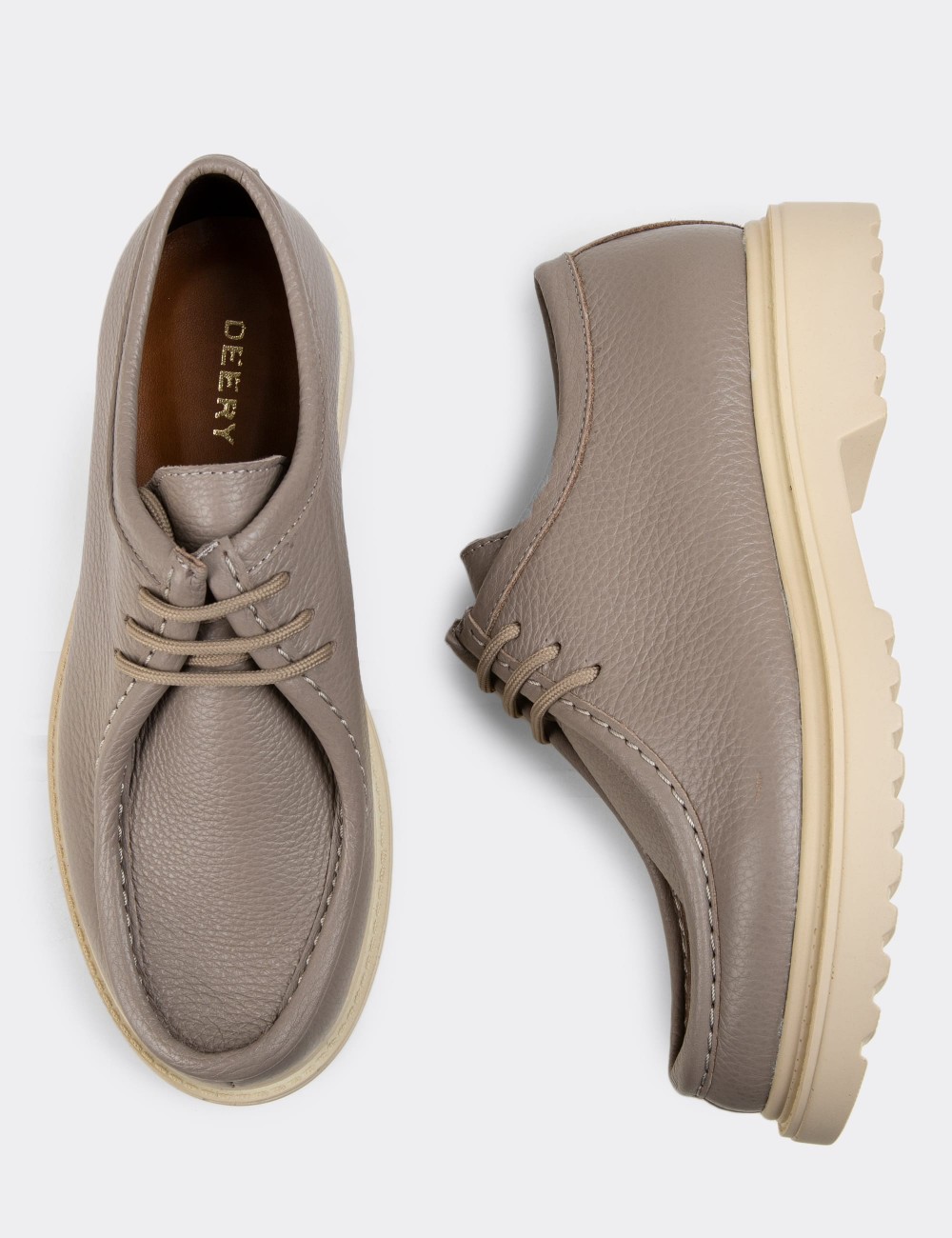 Sandstone Leather Lace-up Shoes - 01935ZVZNC01
