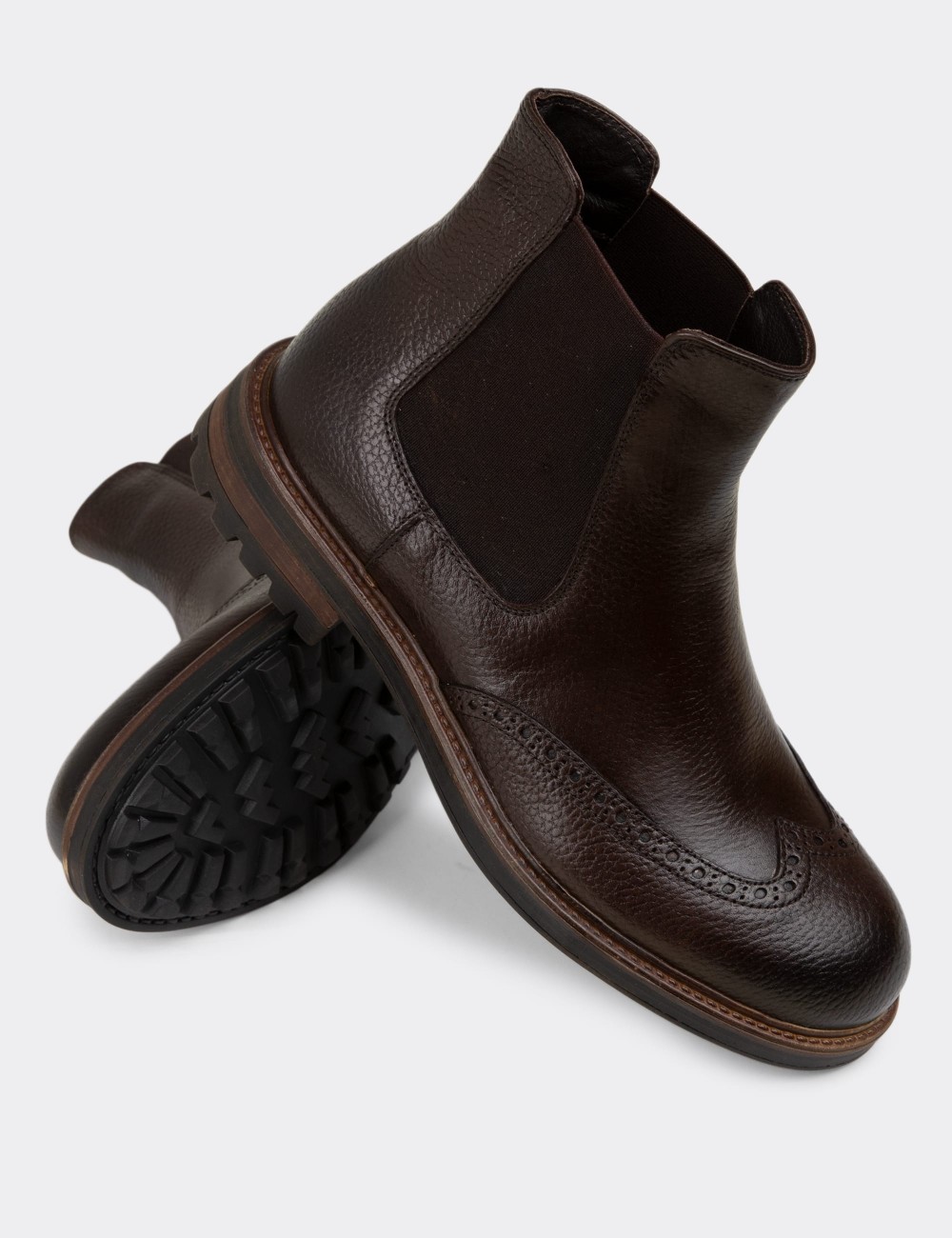 Brown Leather Chelsea Boots - 01622MKHVC18