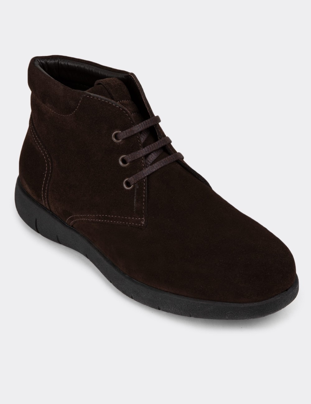 Brown Suede Leather Boots - 01948MKHVC02