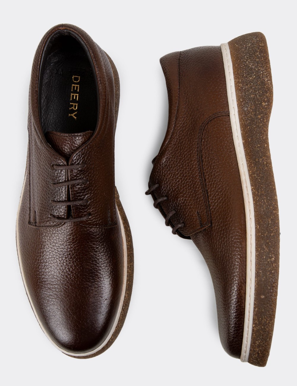 Brown Leather Lace-up Shoes - 01934MKHVC05