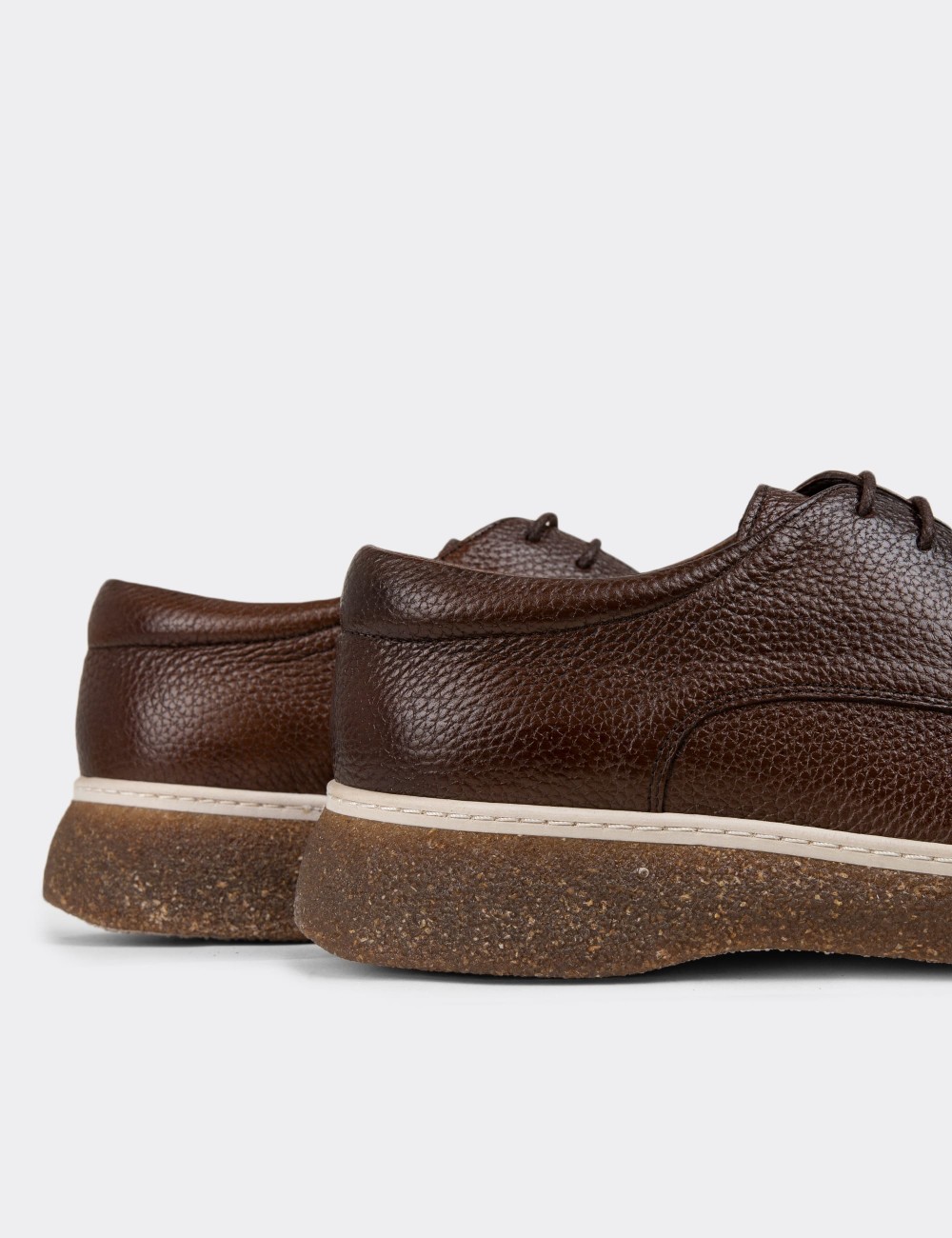 Brown Leather Lace-up Shoes - 01934MKHVC05
