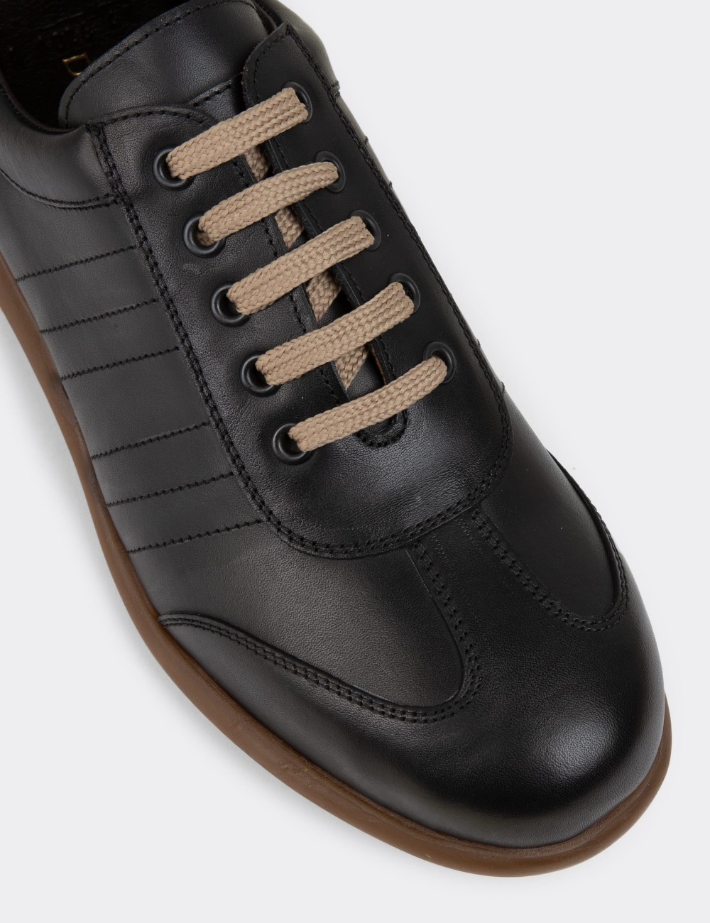 Black Leather Lace-up Shoes - 01826MSYHC06
