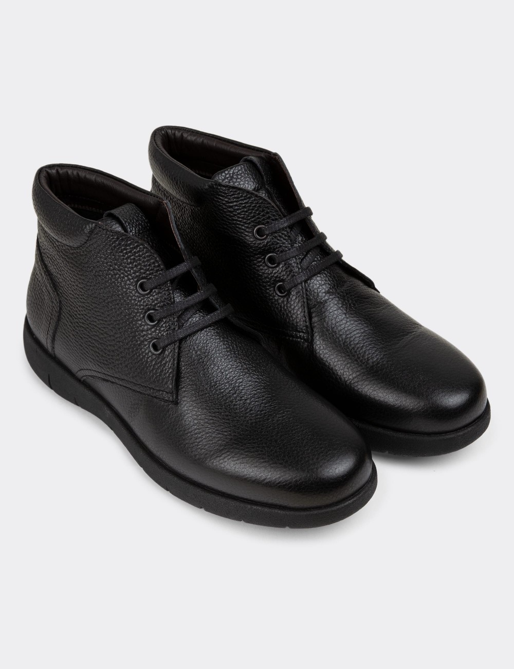 Black Leather Boots - 01948MSYHC01