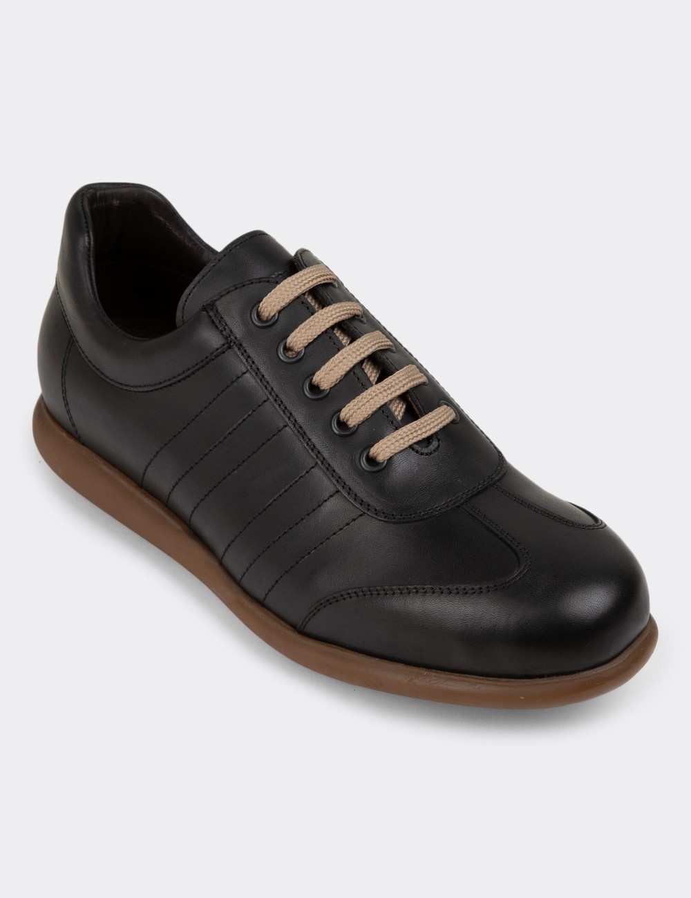 Black Leather Lace-up Shoes - 01826MSYHC06