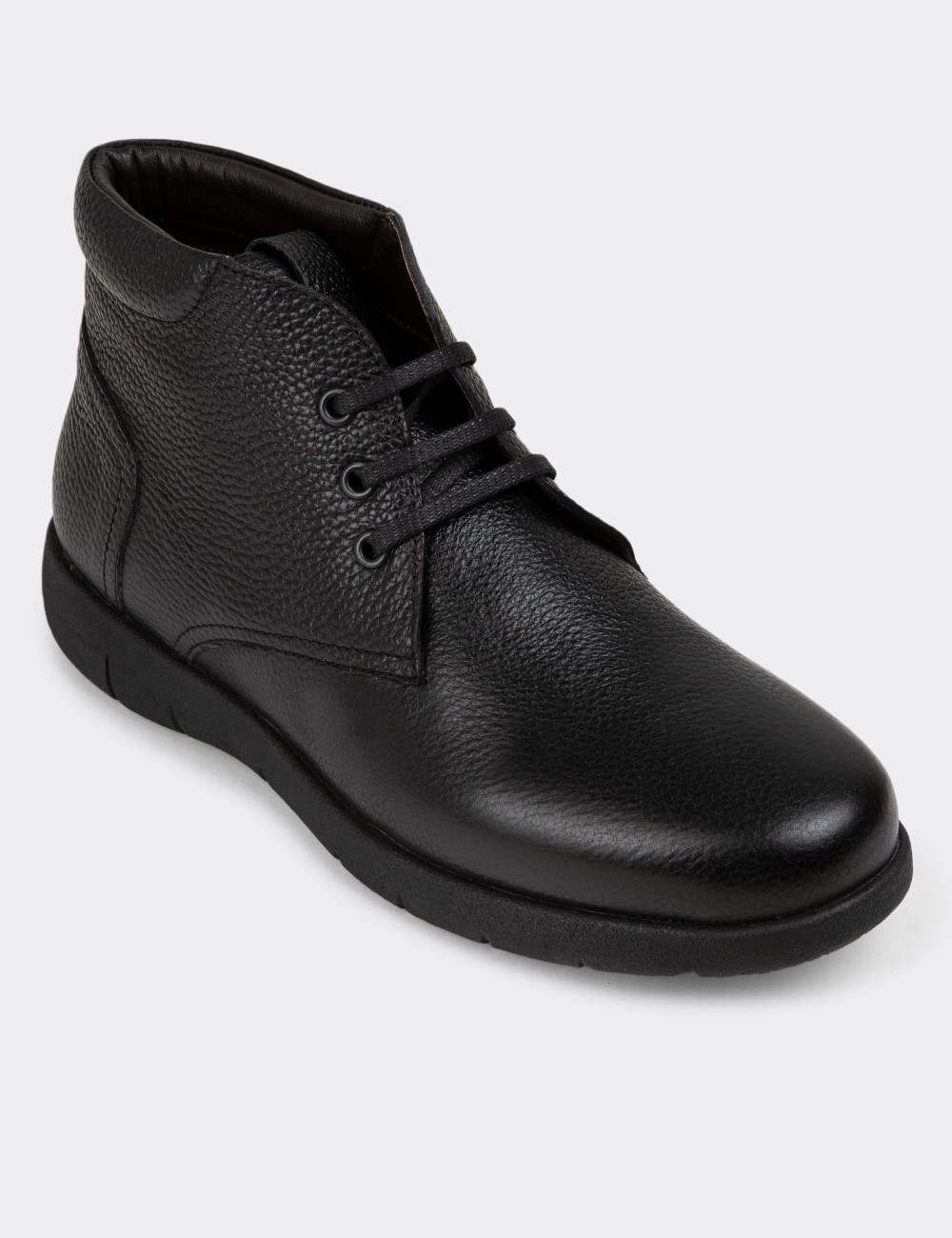 Black Leather Boots - 01948MSYHC01
