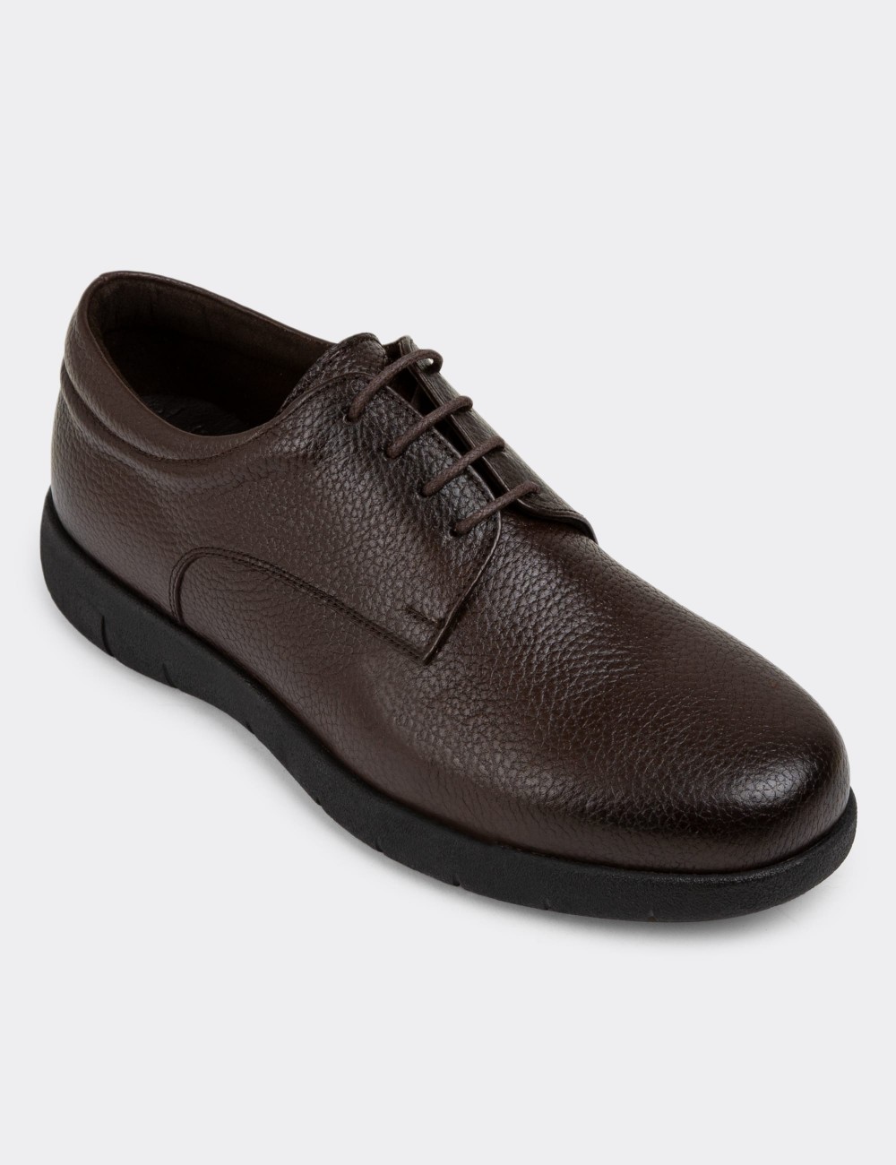 Brown Leather Lace-up Shoes - 01934MKHVC03