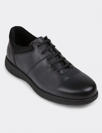 Navy Leather Lace-up Shoes - 01949MLCVC01