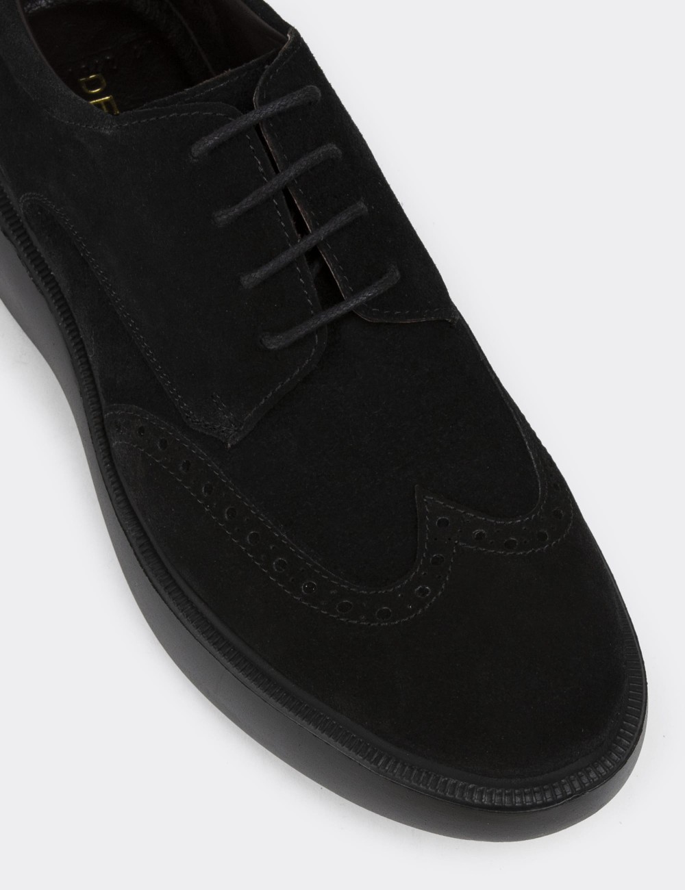 Black Suede Leather Lace-up Shoes - 01942MSYHE02