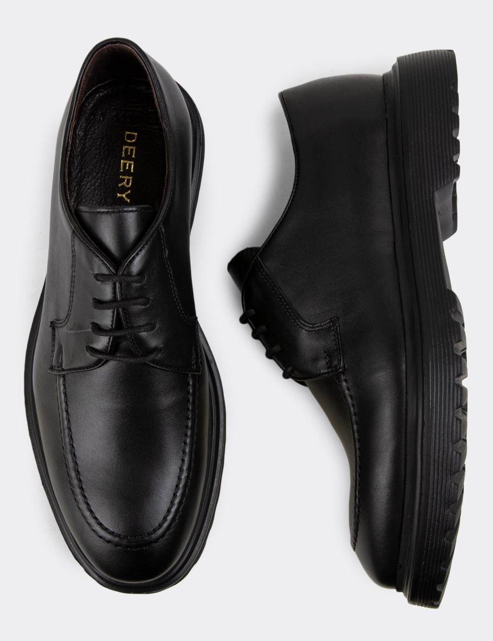 Black Leather Lace-up Shoes - 01931MSYHE03