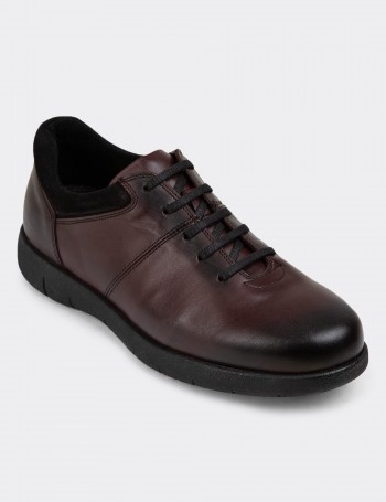 Burgundy Leather Lace-up Shoes - 01949MBRDC01