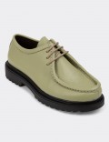 Green Leather Lace-up Shoes