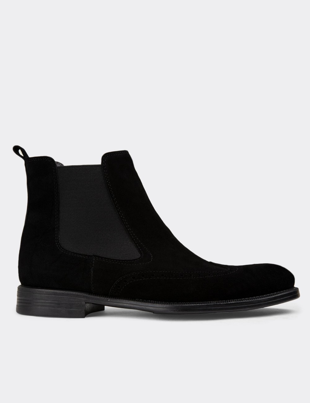 Black Suede Leather Chelsea Boots - 01920MSYHC01